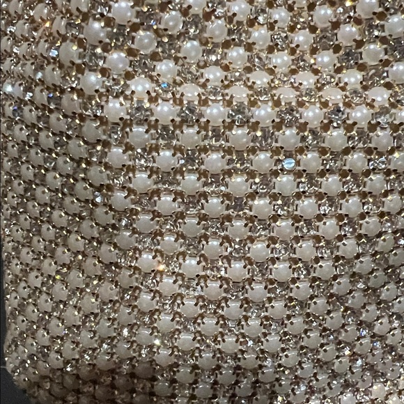 Madison West | Gold Rhinestone & Pearls Mini Tote w/Crossbody Strap - Picture 7 of 13